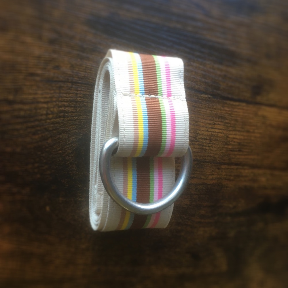Unisex Adjustable Nylon Blend Striped Belt